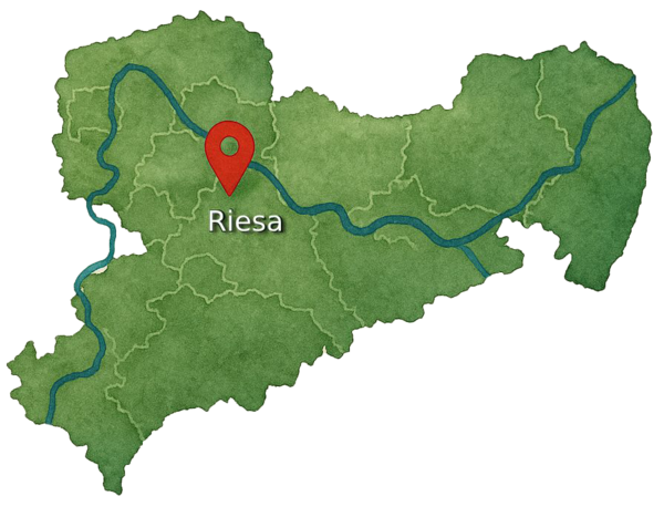 Karte Sachsen mit Pin auf Riesa