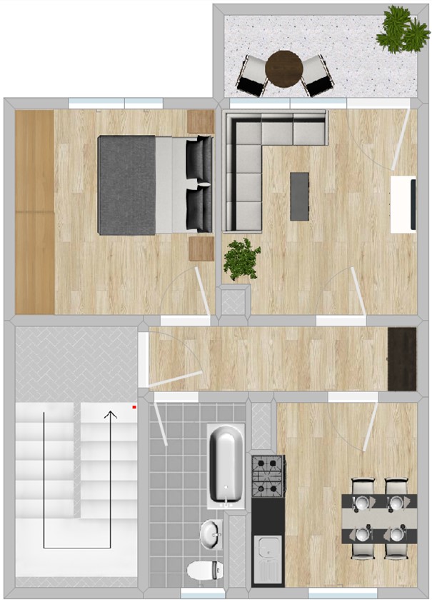2-Raum-Wohnung, 1. OG, Balkon